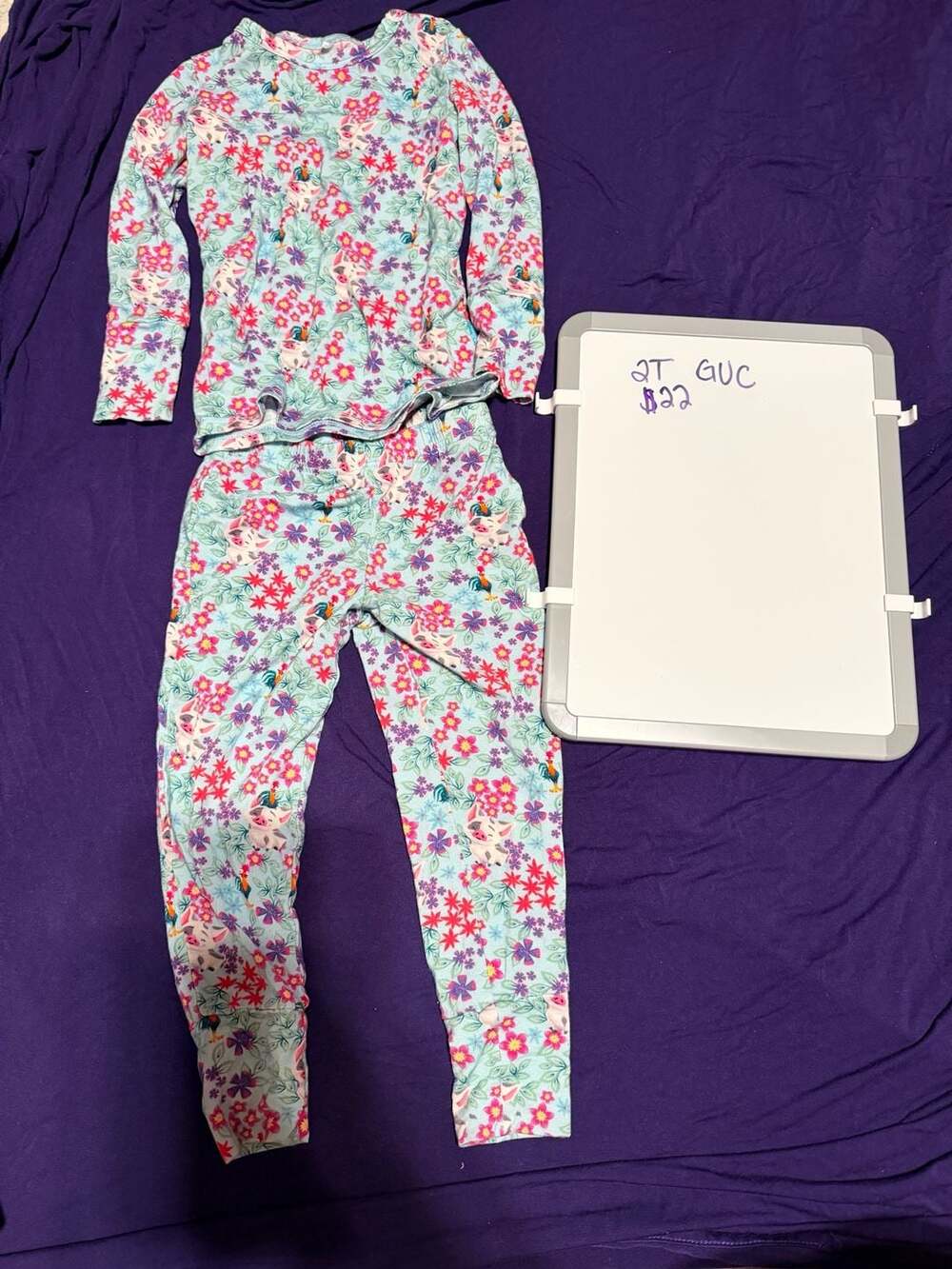 Posh Peanut Moana Hei Hei Pua 2T Floral Pajama Set